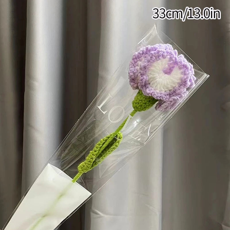 1Pc Tulip Crochet Flowers Artificial Woven Flowers Handmade Tulipanes Wedding Gift for Guest Home Decoration Valentine'S Gift