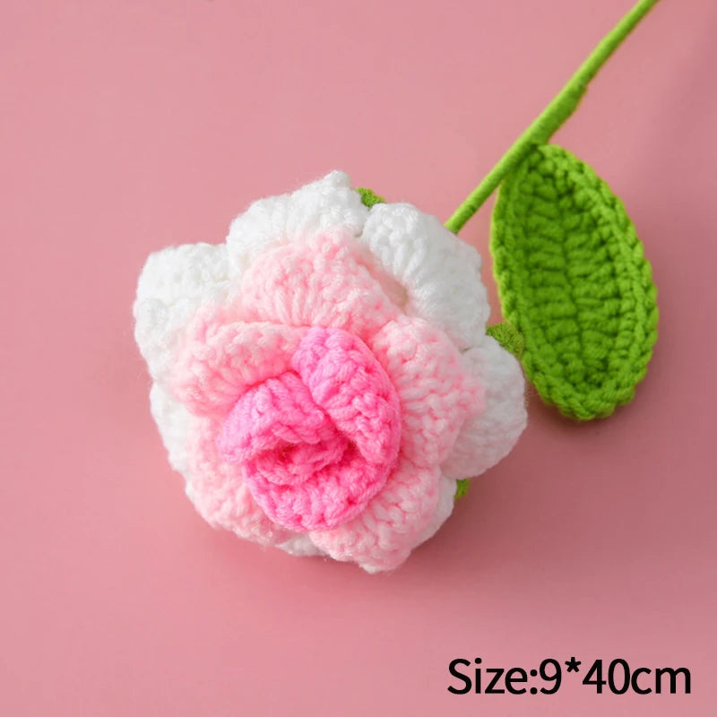 1Pc Tulip Crochet Flowers Artificial Woven Flowers Handmade Tulipanes Wedding Gift for Guest Home Decoration Valentine'S Gift