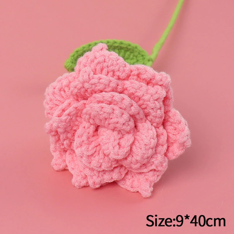 1Pc Tulip Crochet Flowers Artificial Woven Flowers Handmade Tulipanes Wedding Gift for Guest Home Decoration Valentine'S Gift