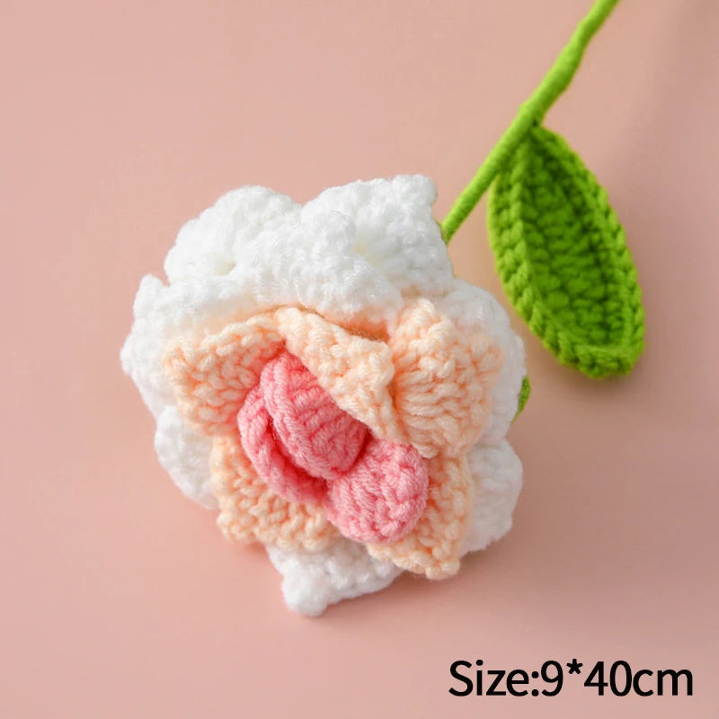 1Pc Tulip Crochet Flowers Artificial Woven Flowers Handmade Tulipanes Wedding Gift for Guest Home Decoration Valentine'S Gift