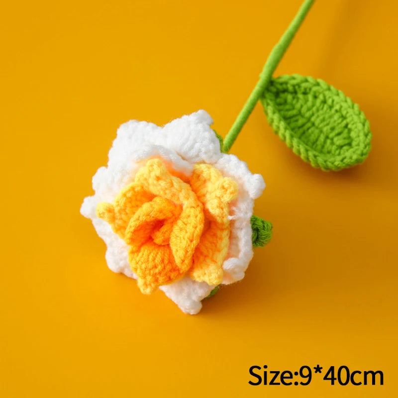 1Pc Tulip Crochet Flowers Artificial Woven Flowers Handmade Tulipanes Wedding Gift for Guest Home Decoration Valentine'S Gift