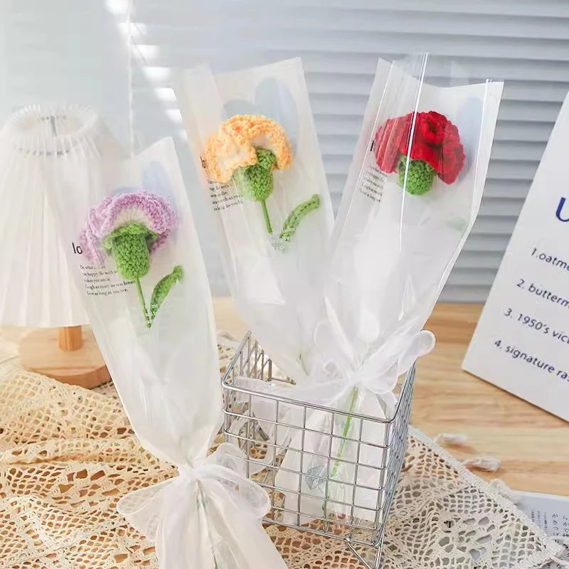 1Pc Tulip Crochet Flowers Artificial Woven Flowers Handmade Tulipanes Wedding Gift for Guest Home Decoration Valentine'S Gift