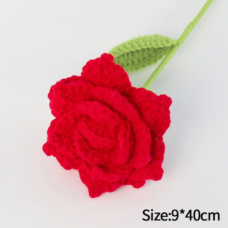 1Pc Tulip Crochet Flowers Artificial Woven Flowers Handmade Tulipanes Wedding Gift for Guest Home Decoration Valentine'S Gift