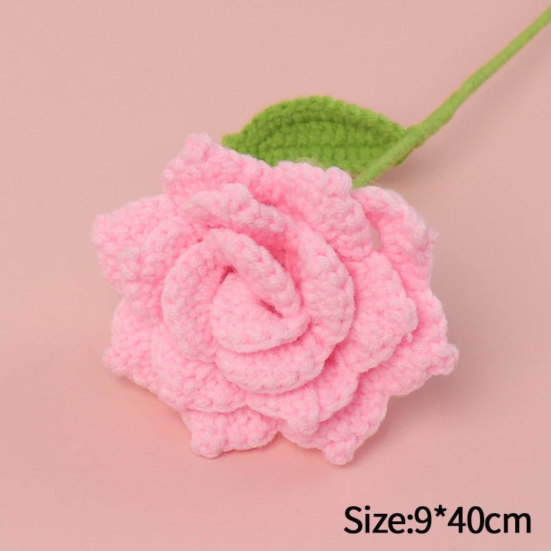 1Pc Tulip Crochet Flowers Artificial Woven Flowers Handmade Tulipanes Wedding Gift for Guest Home Decoration Valentine'S Gift