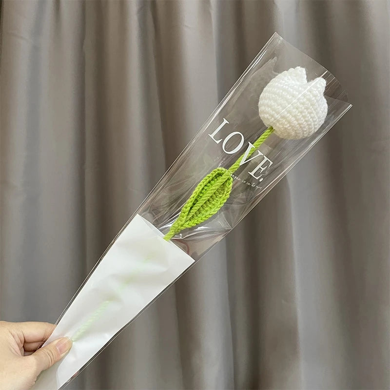 1Pc Tulip Crochet Flowers Artificial Woven Flowers Handmade Tulipanes Wedding Gift for Guest Home Decoration Valentine'S Gift
